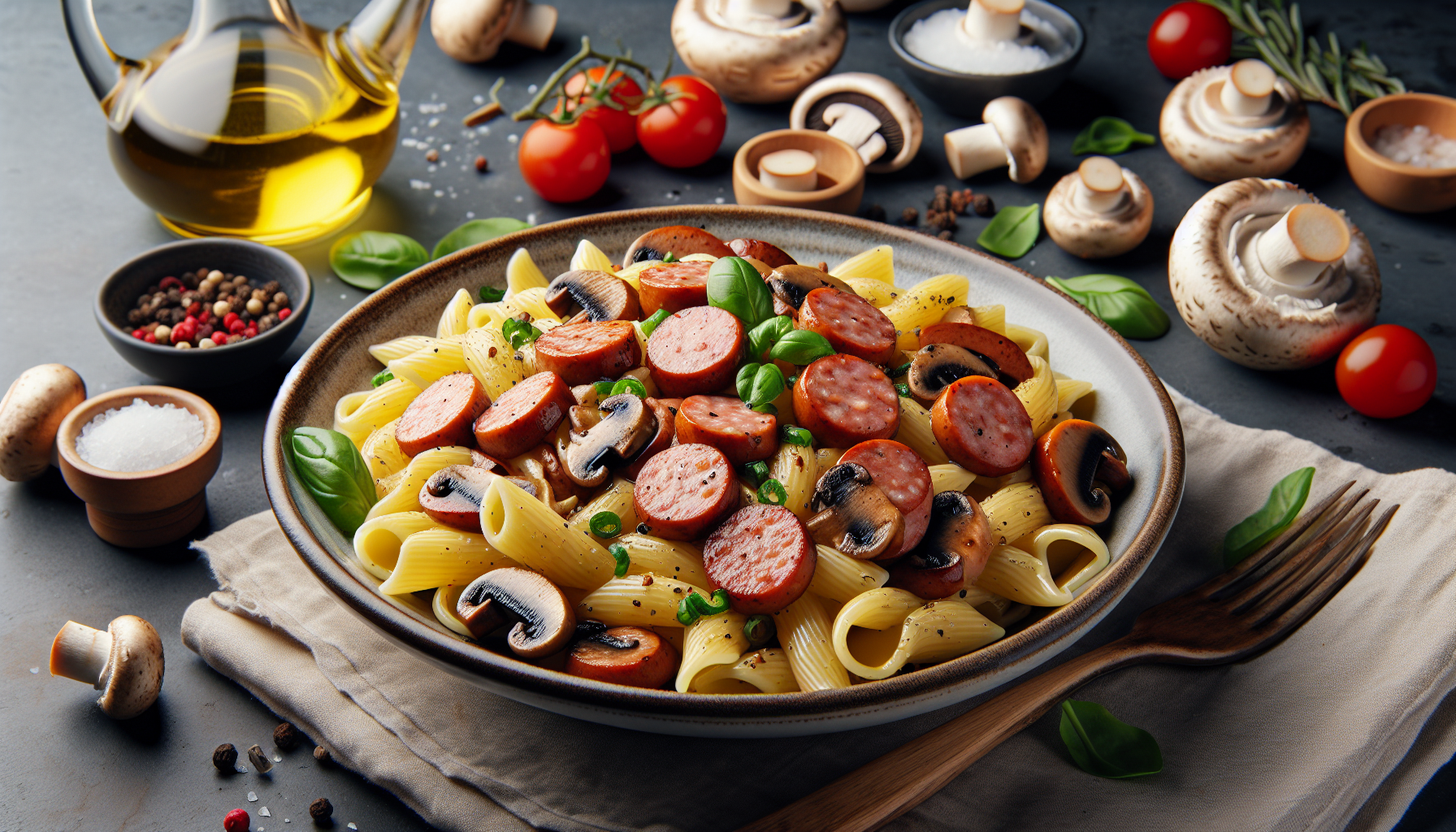 pasta con salsiccia e funghi